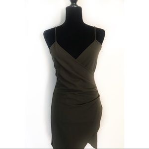 Asymmetrical Olive Green Body con Club Dress